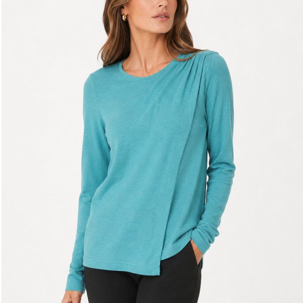 2/$15 The Limited Wool Blend Faux Wrap Sweater Blue Long Sleeve Pullover Size XS